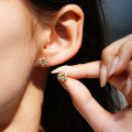 S925 Silver Sunflower Ear Studs with Moissanite-0-1