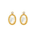 wholesale S925 Silver Plated 14K Gold, French Vintage-inspired Oval Natural White Shell Earrings by Dunli Jewelry-0-0