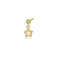 wholesale S925 Sterling Silver Earrings With Star, Moon, Opal, And Ear Hoop Design For Women-E3471-Golden color pair 925 silver