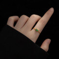 wholesale S925 Sterling Silver Simple Green Square Diamond Ring Korean Style Adjustable Open Band Index Finger Ring J9968-0-2