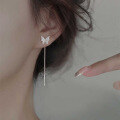 wholesale Sterling Silver S925 Diamond Butterfly Ear Thread Ins Niche Luxury Advanced Full Diamond Fringe Long Earrings M02940-0-1