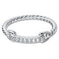 wholesale 925 Sterling Silver Ring for Women, Ins Niche Design with Diamond Accents, Interlocking Hoop, Twist Rope Vine Pattern Moissanite Ring-0-4