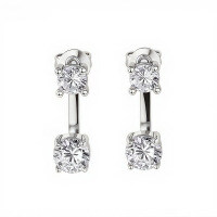 Sterling Silver New Minimalist Moissanite Stud Earrings for Cross-Border Hot Sale-Two-way earrings [White Gold]