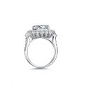 S925 Silver 3ct Emerald-Cut Moissanite Ring, Women's Elaborate Setting-0-1