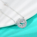 wholesale 925 Sterling Silver Moissanite Heart-Shaped Full Diamond Pendant Necklace, Minimalist Celestial Moon Galaxy Collarbone Chain-0-2