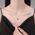 Sterling Silver Moissanite Four-Leaf Clover Pendant Necklace-0-2