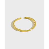 wholesale S925 Sterling Silver 219 Korean Version INS Minimalist Versatile Möbius Twist Thin Ring for Women Personality Silver Ring-18K gold [No. 17/adjustable]