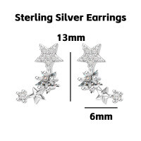 wholesale Metal: S925 Sterling Silver Cute Star Ear Studs For Women, High-end Sense, Sweet, Ins Style, Popular Luxury Sterling Silver Earrings, Adorable-White five-pointed star sterling silver earrings
