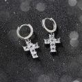 wholesale 925 Silver New Arrival Jewelry 8A Ultra-Sparkling Zircon Cross Pendant Earrings for Women, Niche Design Wholesale-0-1