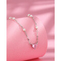 wholesale S925 Sterling Silver Heart Pearl Necklace for Women, Minimalist Niche Design New Collarbone Chain, Sweater Chain with a Premium Feel-0-1