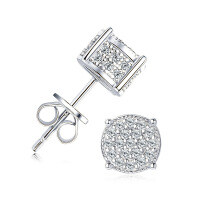 S925 Sterling Silver Square Stud Earrings with Moissanite-R style [Clearance Sale with Free Shipping] Moissanite