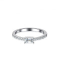 S925 Silver Emerald Moissanite Rectangle Women's Stack Ring-0-0