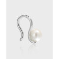 wholesale S925 Sterling Silver 155 Korean Version Ins Niche Design Minimalist Line Textured Pearl Ear Clip for Non-Pierced Ears Women-0-0