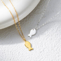 wholesale S925 Silver Korean Version Minimalist Elegant Ins Style Viral Exquisite Small Fish Necklace Y02137-S925 silver necklace gold>925 silver