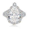 wholesale Metal material first: ZHUO ZHI FAN Jewelry European and American New Imported High Carbon Diamond Simulated Diamond White G Color 10*14mm Pear-Shaped Large Teardrop Ring-0-4