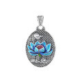 wholesale S990 Silver Ethnic Chinese Style Enamel Filigree Openwork Auspicious Clouds Lotus Back Heart Sutra DIY Pendant Accessory-0-5