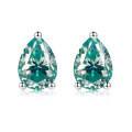 wholesale 925 Silver New Style 1 Carat VVS1 Colored Moissanite Pear-Shaped Earrings Cross-Border Hot Seller-0-1