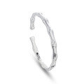 wholesale 9999 Pure Silver Frosted Bamboo Joint Bangle, Solid Silver, New Chinese Style, Niche Trend, Solid Silver Bracelet for Qixi Festival Valentine's Day-0-4
