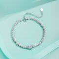 wholesale S925 Sterling Silver Moissanite Diamond Bracelet for Women, Cube-shaped Web Design, Simple and Stylish, Luxury Row of Diamonds-0-2
