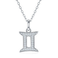 wholesale S925 Silver New Classic Twelve Zodiac Signs Series Pendant with D Color Moissanite, Unisex Necklace-Gemini (0.16ct)  925 silver