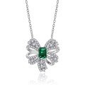 wholesale 925 Silver Butterfly Necklace by Shipei Jewelry with 15ct 5*7mm Rectangular Zambia Color Lab-grown Emerald 40+5-0-5