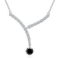 S925 Sterling Silver Moissanite Cross-Border Serpent Series Necklace-1-carat black moissanite