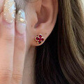 wholesale Metal: 925 Silver, ZHUOZHIFAN Jewelry New 30 Carat Red Diamond Four-Leaf Clover Gold Small Flower Ear Studs, Elegant and Graceful, Live Cross-Border-0-3