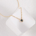 wholesale 10K Gold Japanese Retro Style Light Luxury Blue Sapphire and White Zircon Necklace, Everyday Jewelry Wholesale Manufacturer-0-1