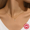 wholesale S925 Sterling Silver Creative Double-Loop Pendant Diamond Accent Necklace-0-1