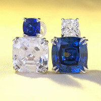 wholesale S925 Sterling Silver New Fashion OL Square Blue and White Zircon Earrings for Women, Cross-Border Best-Seller-E306 Blue and White Earrings 925 Silver