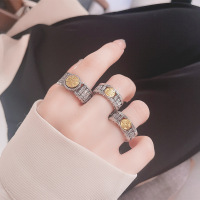 wholesale S925 Sterling Silver Retro Antique Crafted Rotating Prayer Wheel Bead Auspicious Meaning Ancient Style Adjustable Ring-YJ1008/B about 7g > opening adjustable