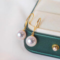 wholesale 18K Gold Japanese Akoya Natural Seawater Pearl Earrings, Angel Grade Ear Drops with Strong Luster Ear Accessories for Women-0-2