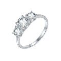 wholesale S925 Sterling Silver Cross-Border New Style Minimalist Three-Stone 16ct Moissanite Ring Plated with 18K Gold-0-4