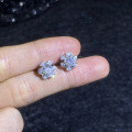 S925 Sterling Silver Moissanite Snowflake Earrings, Light Luxury, Versatile Women's Earrings-0-1