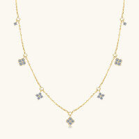 wholesale S925 Sterling Silver, Internet-famous INS Style Four-Leaf Clover Necklace with Moissanite Pendant, Minimalist Luxury Collarbone Chain-Gold-Four-Leaf Clover Single Flower Bracelet 0.4 carats
