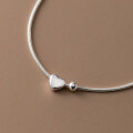 wholesale S925 Silver Fresh and Sweet Ins Style Love Bead Design Simple Snake Chain Bracelet S7180-0-3