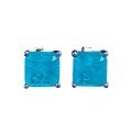 wholesale 925 Silver Jewelry Simulated Paraiba Emerald 7*7 Stud Earrings Square-0-4