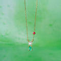wholesale 9k gold Japanese retro-style square emerald pearl ruby necklace, Spring new collection by Yili Jewelry-0-0
