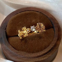 wholesale Metal S925 Sterling Silver, Gilded Italian Craftsmanship Iris Flower Hollow Unisex Ring-R1254 Iris Ring Size 5