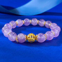 wholesale S925 Sterling Silver 10mm Amethyst Bracelet, Lavender Versatile Hand Chain, Fresh and Elegant with a Mysterious Feel-B175 Amethyst Bracelet Elastic Cord