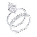 wholesale [925 Silver] Gold Double Loop Stackable Marquise Moissanite Ring for Women, Minimalist Luxury Style, Bestseller for Daily Elegance-0-4