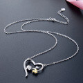 wholesale S925 silver and diamond Korean-style fashion sweet heart-shaped pendant necklace, creative and unique women's collarbone chain-0-5