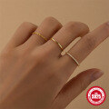 wholesale S925 Sterling Silver Minimalist Diamond-accented Band Ring Set, Korean Style Petite Personality Base Stacking Ring-0-2