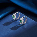 wholesale S925 Sterling Silver Korean-style Versatile Commuter Small Green Zircon Minimalist Advanced Tiny Hoop Earrings-0-2