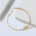 wholesale S925 Sterling Silver 3mm Diamond-Inlaid Interlocking Chain Bracelet for Elegant Women Wholesale-0-3