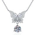 Sterling Silver Moissanite Runaway Princess Bow Butterfly Necklace-0-3