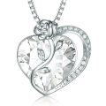 wholesale 925 Sterling Silver Rose Heart Necklace with High-End Swarovski Gemstone Ruby Pendant for Women-0-15