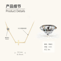 S925 Sterling Silver Moissanite Cross Pendant Necklace for Women-Cross necklace [K gold]  925 silver