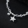 wholesale 925 Sterling Silver Fresh and Sweet Style Niche Design White Crystal Tinfoil Texture Star Bracelet S7929-0-4