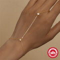 wholesale S925 Sterling Silver Single Row Diamond Accent Claw Set Fringe Chain Bracelet Ring-0-0